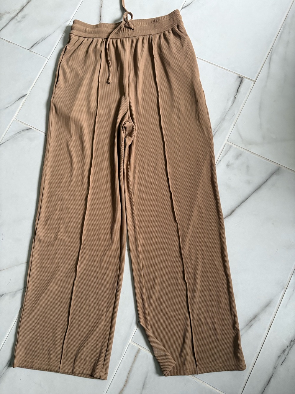 Wide Leg Knit Lounge Pants - Camel
